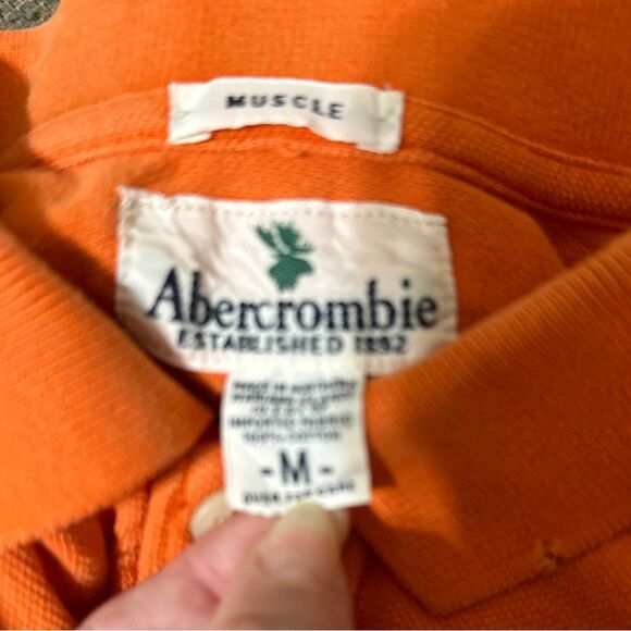 ABERCROMBIE Boys Young Men’s Orange  Short Sleeve Polo Shirt Size Medium - Picture 3 of 3